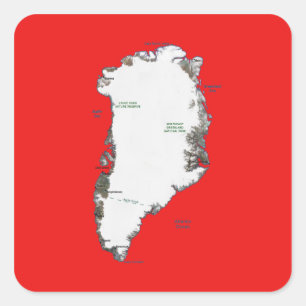 Cuadrada Pegatina de mapa de Groenlandia