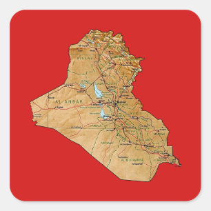 Cuadrada Pegatina de mapa de Irak