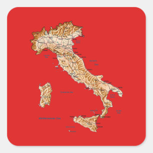 Cuadrada Pegatina de mapa de Italia