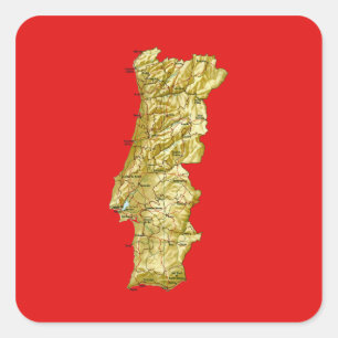 Cuadrada Pegatina de mapa de Portugal
