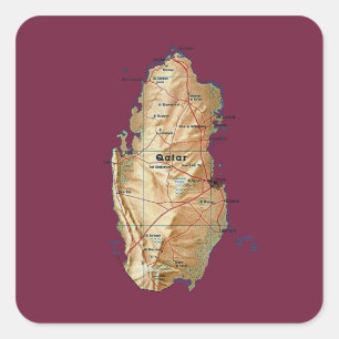 Cuadrada Pegatina de mapa de Qatar