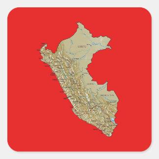 Cuadrada Pegatina de Mapa del Perú