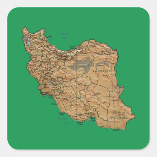 Cuadrada Pegatina de mapas de Irán