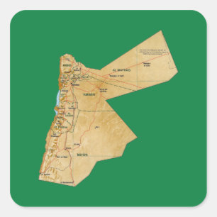 Cuadrada Pegatina de mapas de Jordania