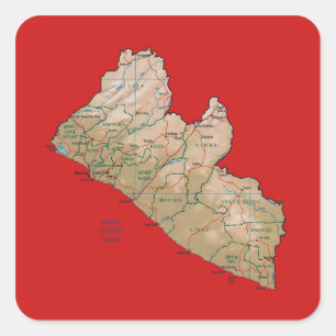 Cuadrada Pegatina de mapas de Liberia