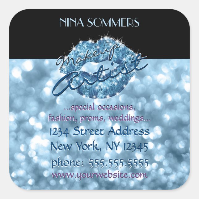 Cuadrada Pegatina de maquillaje artístico (Anverso)