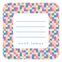 Pegatina de marco de bloques multicolor lúdico