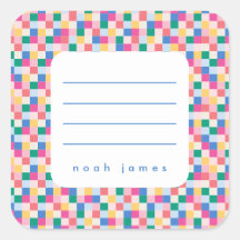 Pegatina de marco de bloques multicolor lúdico