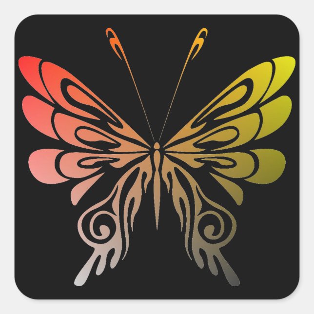 Cuadrada Pegatina de mariposa (Anverso)