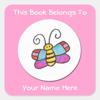 Cuadrada Pegatina de mariposa personalizada