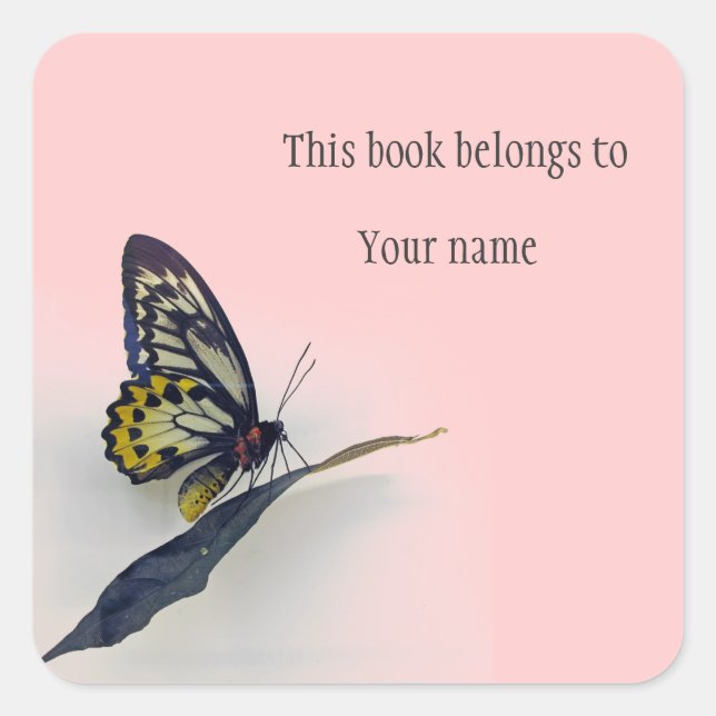 Cuadrada Pegatina de mariposa personalizada (Anverso)