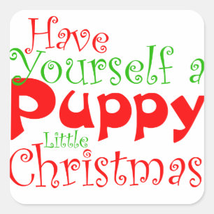 Cuadrada Pegatina de Mascota de vacaciones de Navidades de 