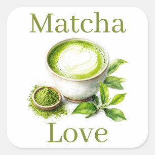 Cuadrada Pegatina de Matcha