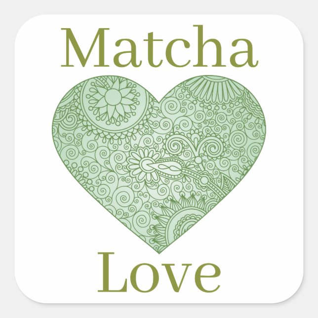Cuadrada Pegatina de Matcha (Anverso)
