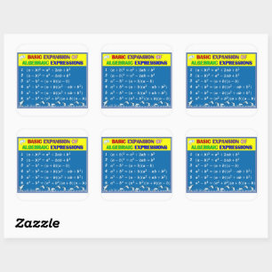 Cuadrada Pegatina de matemáticas álgebra - océano azul