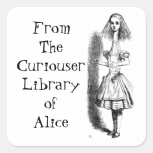 Cuadrada Pegatina de matrículas de Alice Curiouser