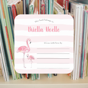 Cuadrada Pegatina de matrículas de mami + bebé Flamingo