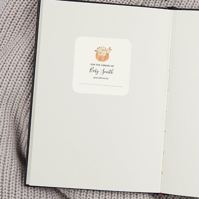 Cuadrada Pegatina de matrículas rusticas de Baby Shower en  (Subido por el creador)