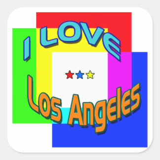 Cuadrada pegatina de "Me encanta Los Angeles Coloring 1"
