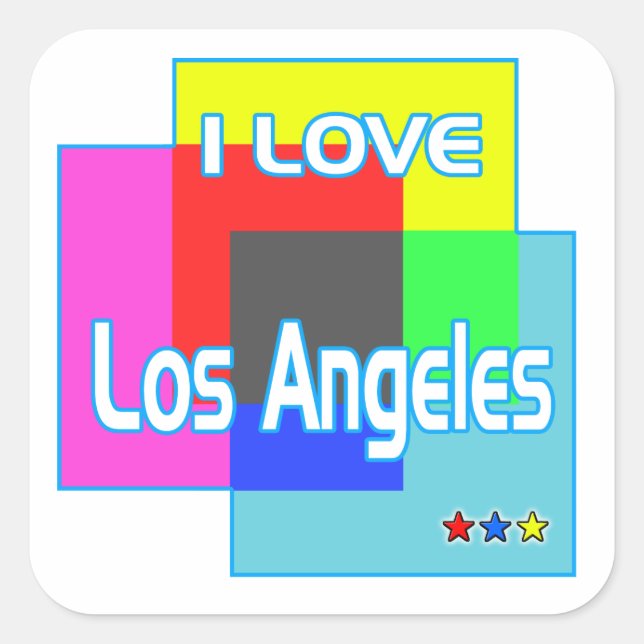 Cuadrada pegatina de "Me encanta Los Angeles Coloring 2" (Anverso)