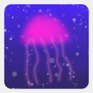 Cuadrada Pegatina de medusas rosadas