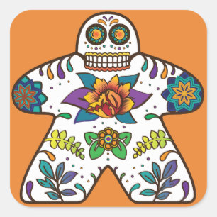 Cuadrada Pegatina de Meeple del azúcar