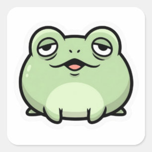 Cuadrada Pegatina de meme de rana linda   Rana estética div