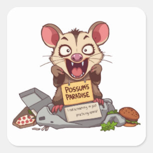 Cuadrada Pegatina de memes de "Possum Screaming"