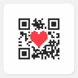 Cuadrada Pegatina de mensajes de amor de corazón de código 