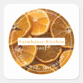 Cuadrada Pegatina de mermelada de naranja casera personaliz