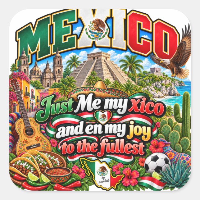 Cuadrada Pegatina de México (Anverso)