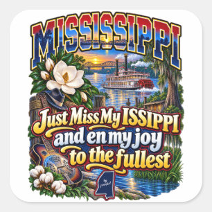 Cuadrada Pegatina de Mississippi