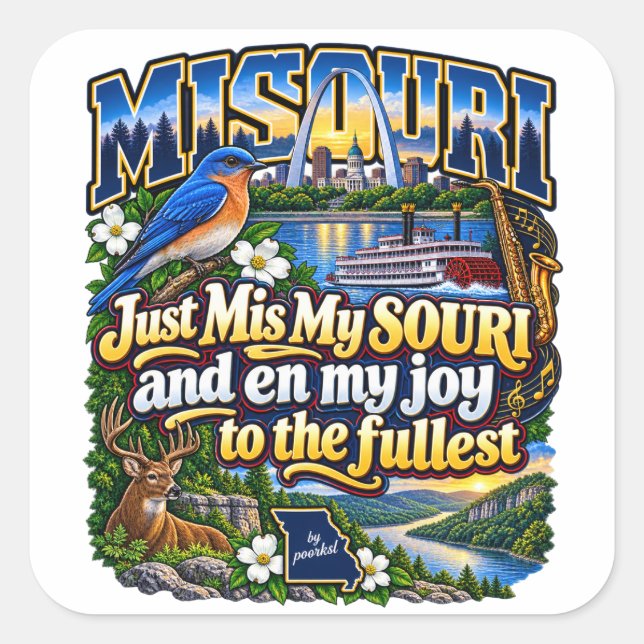 Cuadrada Pegatina de Missouri (Anverso)