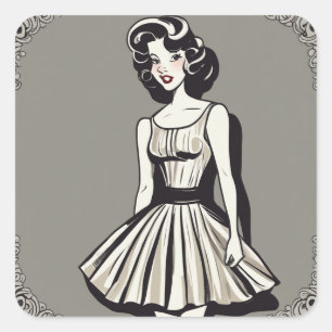 Cuadrada Pegatina de moda clásico de LBD