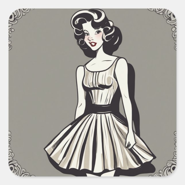Cuadrada Pegatina de moda clásico de LBD (Anverso)