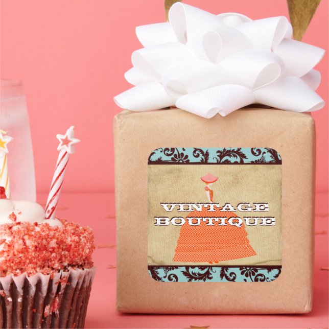 Cuadrada Pegatina de moda Diva Naranjas Retro Dots (Fiesta)