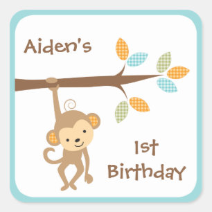 Cuadrada Pegatina de mono de clase