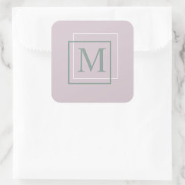 Cuadrada Pegatina de Monograma Moderno Morado Pastel