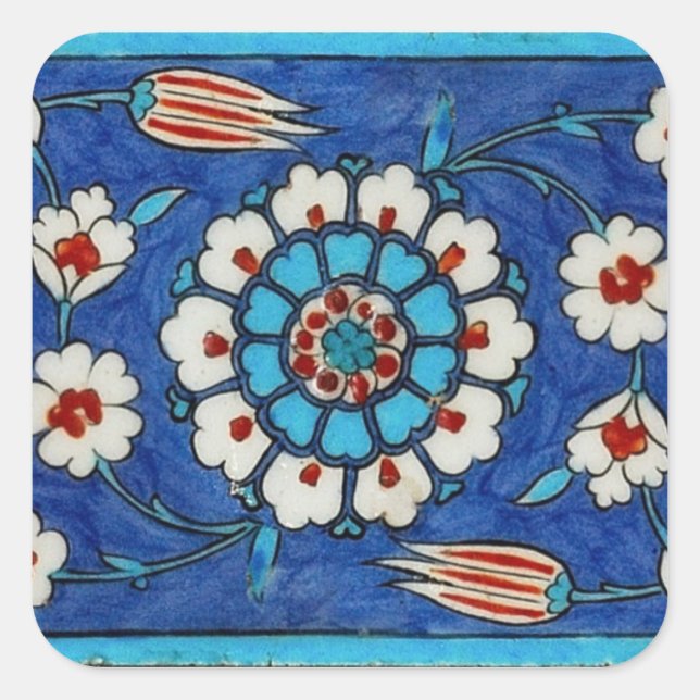 Cuadrada pegatina de mosaico de iznik (Anverso)