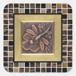 Cuadrada Pegatina de mosaicos de vidrio de cobre
