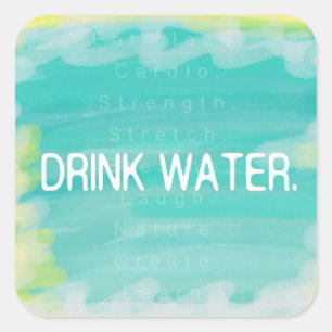 Cuadrada Pegatina de motivación para beber agua