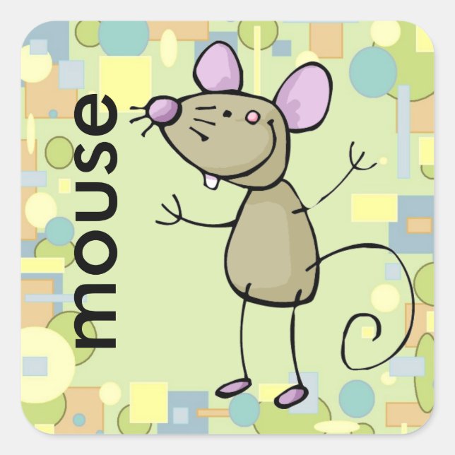 Cuadrada pegatina de mouse (Anverso)