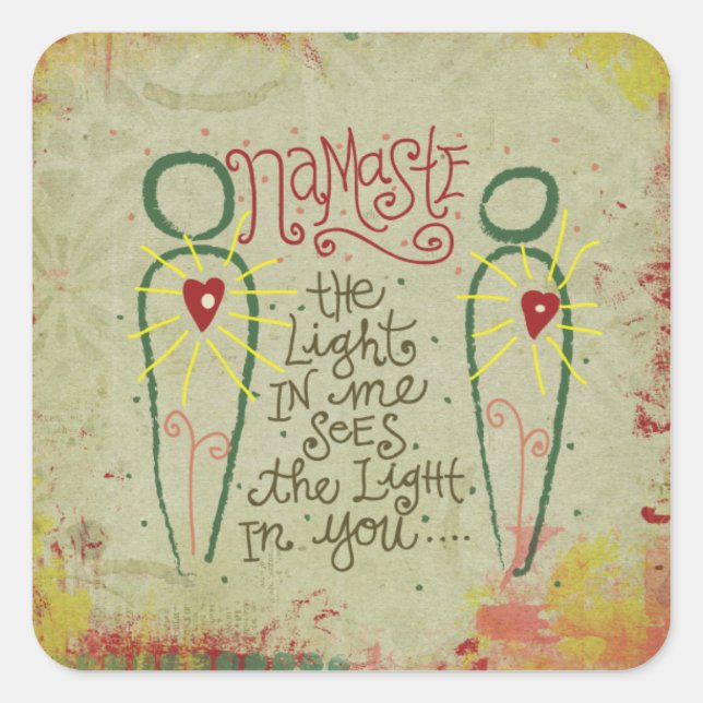 Cuadrada Pegatina de Namaste (Anverso)