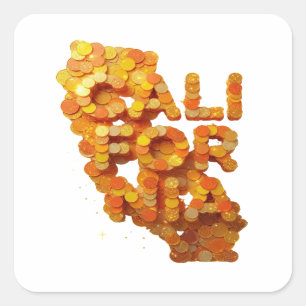 Cuadrada Pegatina de naranja pelable CALIFORNIA como regalo