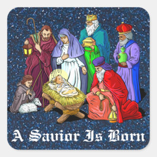 Cuadrada pegatina de natividad