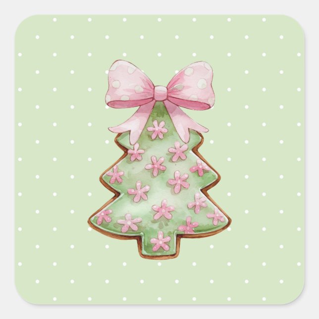 Cuadrada Pegatina de Navidad (Anverso)