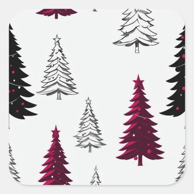 Cuadrada Pegatina de Navidad (Anverso)