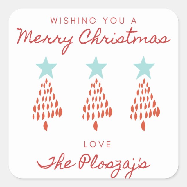 Cuadrada Pegatina de Navidad (Anverso)