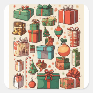 Cuadrada pegatina de Navidad