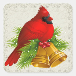 Cuadrada Pegatina de Navidad Cardinal - SRF